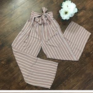 Striped tie waist pants